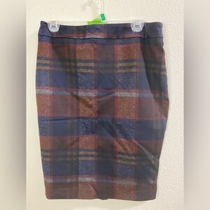 NWT‎ I Love Tyler Madison Plaid Pencil Skirt in Blue and Brown size Medium